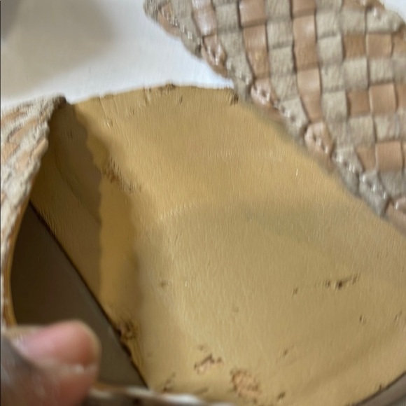 Franco Sarto Tan Textured Leather & Suede (upper) Woven Sandals - Picture 6 of 12
